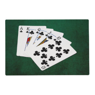 Poker Hands - Royal Flush - Clubs Suit Placemat