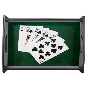 Poker Hands - Royal Flush - Clubs Suit Serving Tray