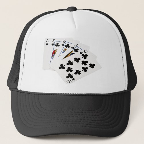 Poker Hands _ Royal Flush _ Clubs Suit Trucker Hat