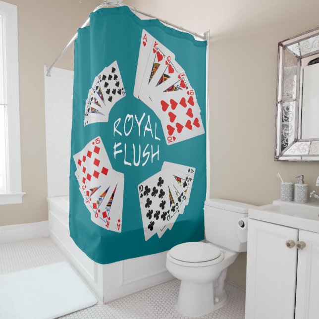 Poker Hands - Royal Flush Dark Shower Curtain (In Situ)
