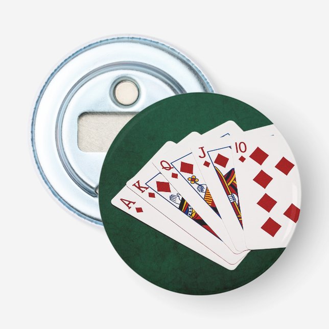 Poker Hands - Royal Flush - Diamonds Suit Bottle Opener (Front)