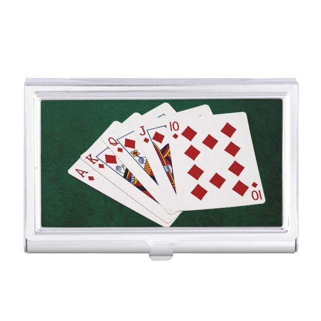Poker Hands - Royal Flush - Diamonds Suit Business Card Holder (Front)