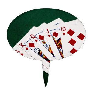 Poker Hands - Royal Flush - Diamonds Suit Cake Topper