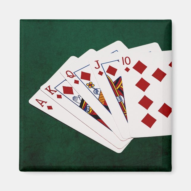 Poker Hands - Royal Flush - Diamonds Suit Magnet (Front)