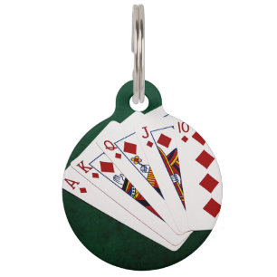 Poker Hands - Royal Flush - Diamonds Suit Pet ID Tag