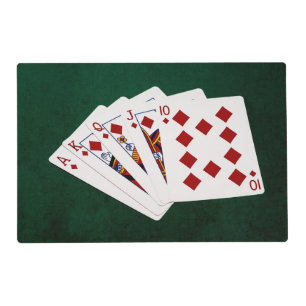 Poker Hands - Royal Flush - Diamonds Suit Placemat