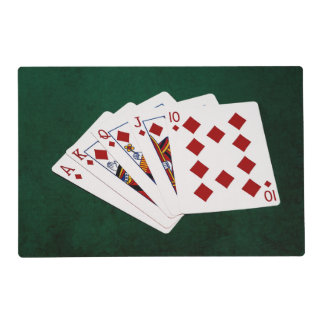 Poker Hands - Royal Flush - Diamonds Suit Placemat