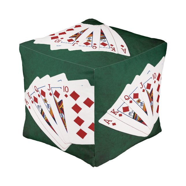 Poker Hands - Royal Flush - Diamonds Suit Pouf (Angled Back)