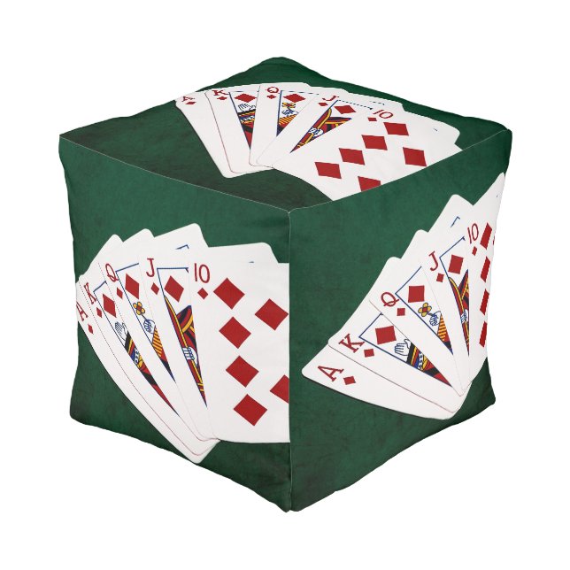 Poker Hands - Royal Flush - Diamonds Suit Pouf (Angled Front)