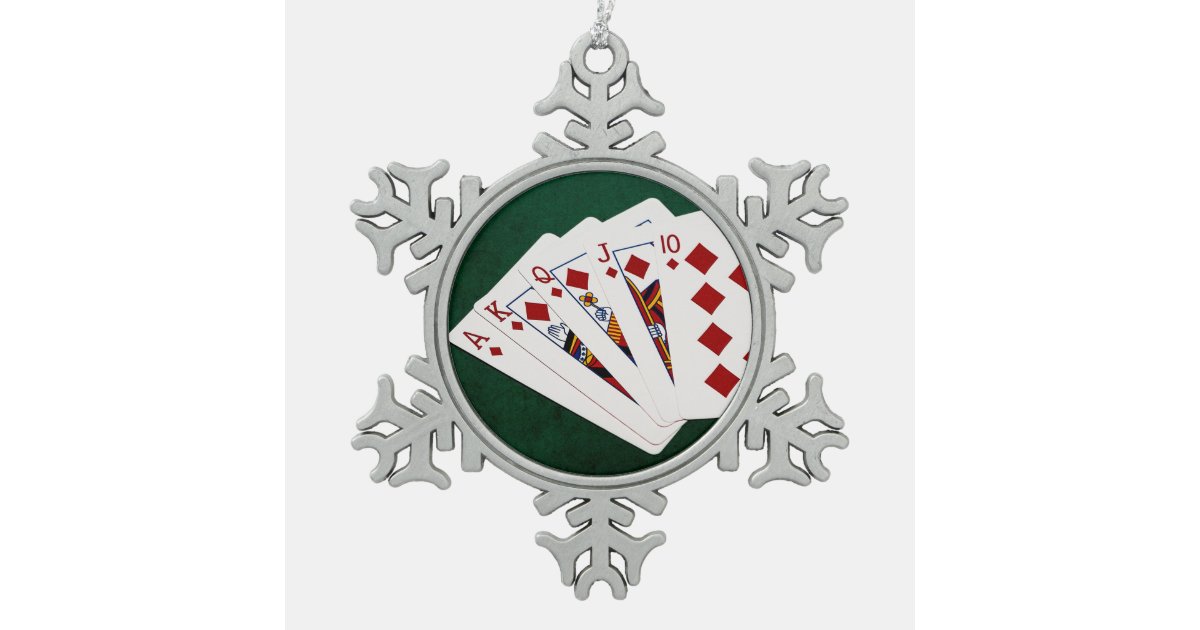 Poker Hands - Royal Flush - Diamonds Suit Snowflake Pewter Christmas ...
