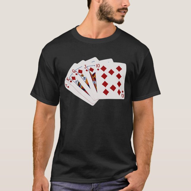 Poker Hands - Royal Flush - Diamonds Suit T-Shirt (Front)