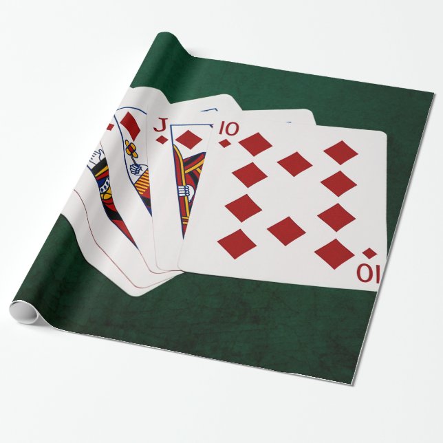 Poker Hands - Royal Flush - Diamonds Suit Wrapping Paper (Unrolled)
