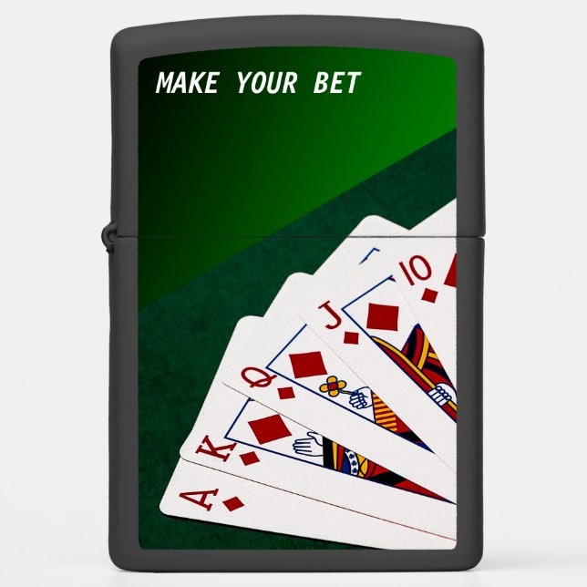 Poker Hands - Royal Flush Diamonds Suit Zippo Lighter (Front)