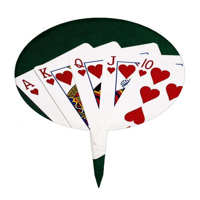 Poker Hands - Royal Flush - Hearts Suit Cake Topper (Front)