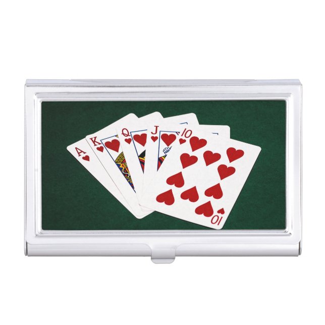 Poker Hands - Royal Flush - Hearts Suit Case For Business Cards (Front)