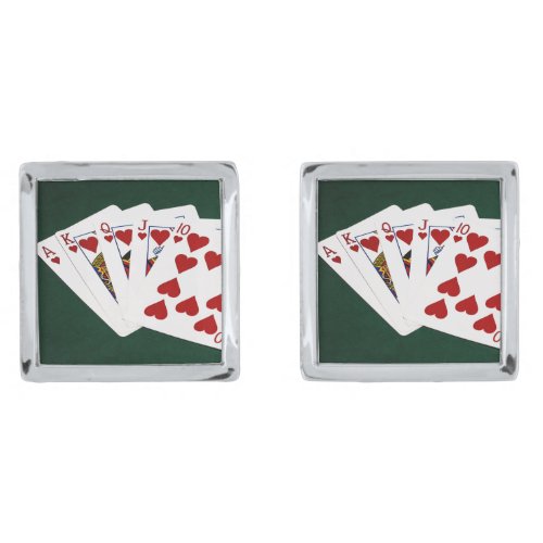 Poker Hands _ Royal Flush _ Hearts Suit Cufflinks