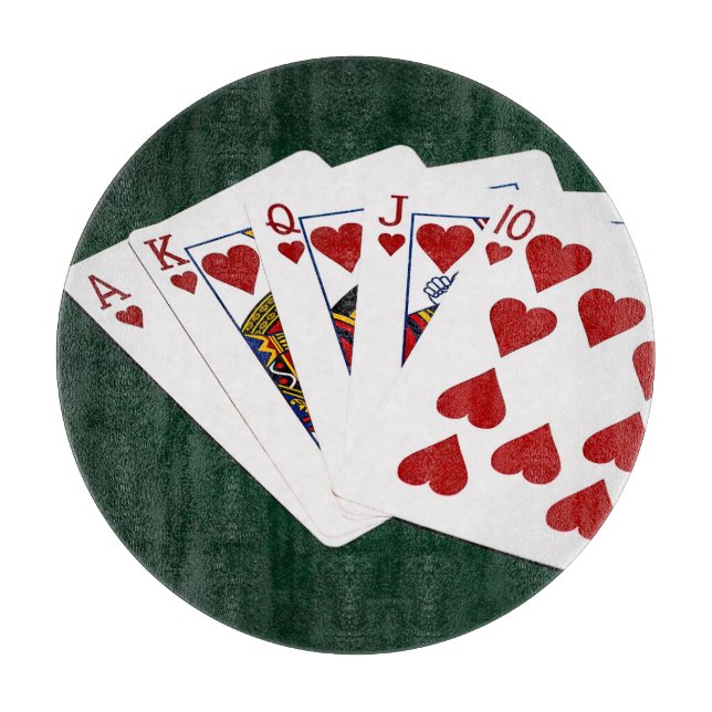 Poker Hands - Royal Flush - Hearts Suit Cutting Board (Front)