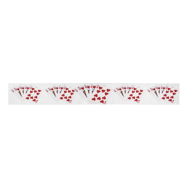 Poker Hands - Royal Flush - Hearts Suit Grosgrain Ribbon (Front)