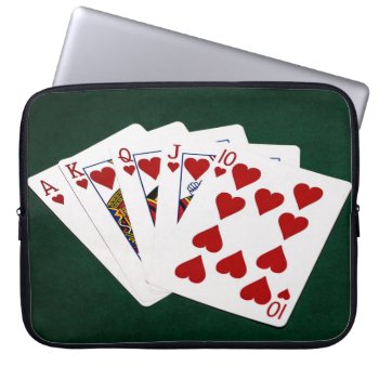Poker Hands - Royal Flush - Hearts Suit Laptop Sleeve by DigitalSolutions2u at Zazzle