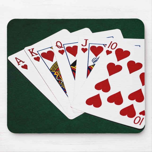 Poker Hands - Royal Flush - Hearts Suit Mouse Pad (Front)