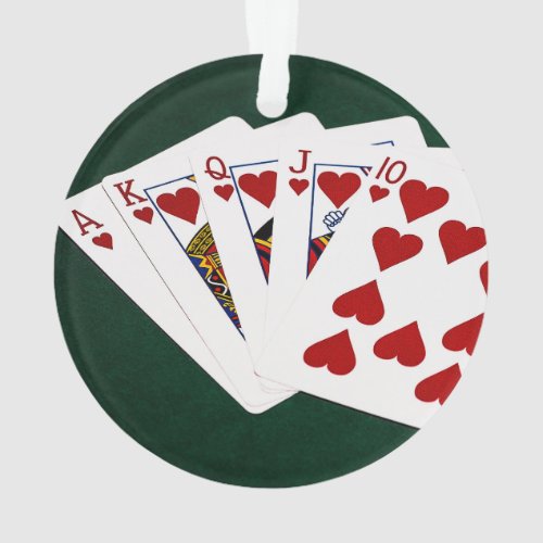 Poker Hands _ Royal Flush _ Hearts Suit Ornament