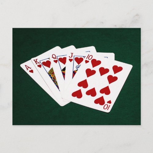 Poker Hands _ Royal Flush _ Hearts Suit Postcard
