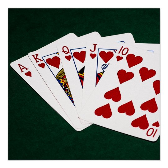 Poker Hands - Royal Flush - Hearts Suit Poster | Zazzle.com