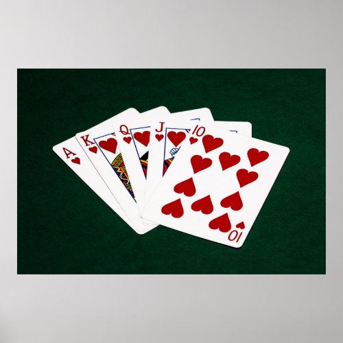 Poker Hands _ Royal Flush _ Hearts Suit Poster