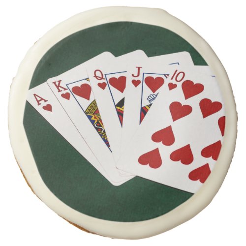 Poker Hands _ Royal Flush _ Hearts Suit Sugar Cookie