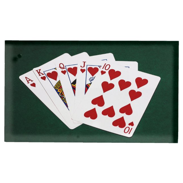 Poker Hands - Royal Flush - Hearts Suit Table Card Holder (Front)