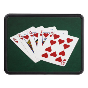 Poker Hands - Royal Flush - Hearts Suit Trailer Hitch Cover