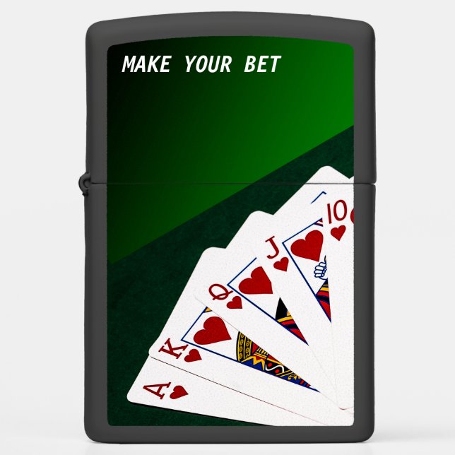 Poker Hands - Royal Flush Hearts Suit Zippo Lighter (Front)