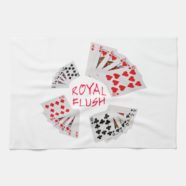 Poker Hands - Royal Flush Kitchen Towel (Horizontal)