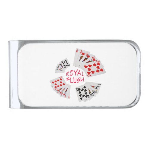 Poker Hands _ Royal Flush Silver Finish Money Clip