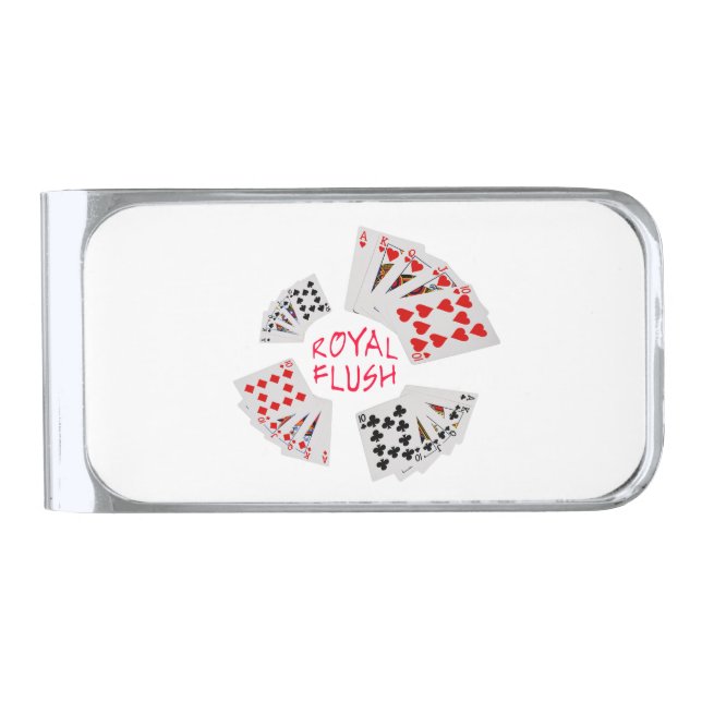 Poker Hands - Royal Flush Silver Finish Money Clip (Front)