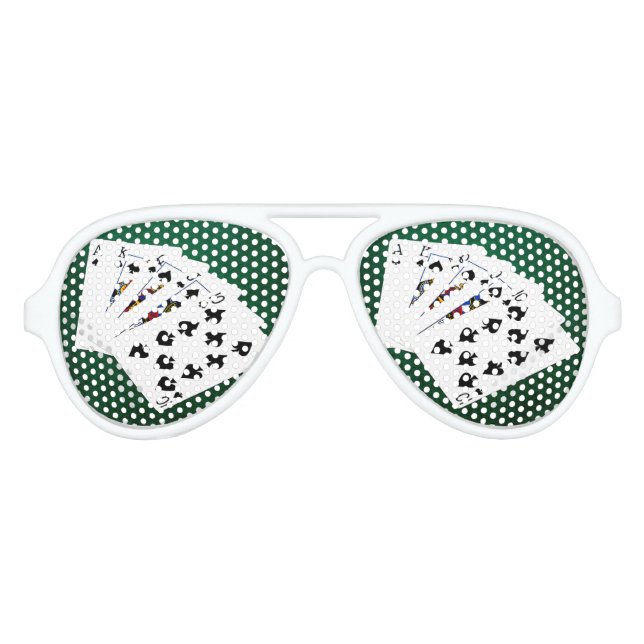 Poker Hands - Royal Flush - Spades Suit Aviator Sunglasses (Front)