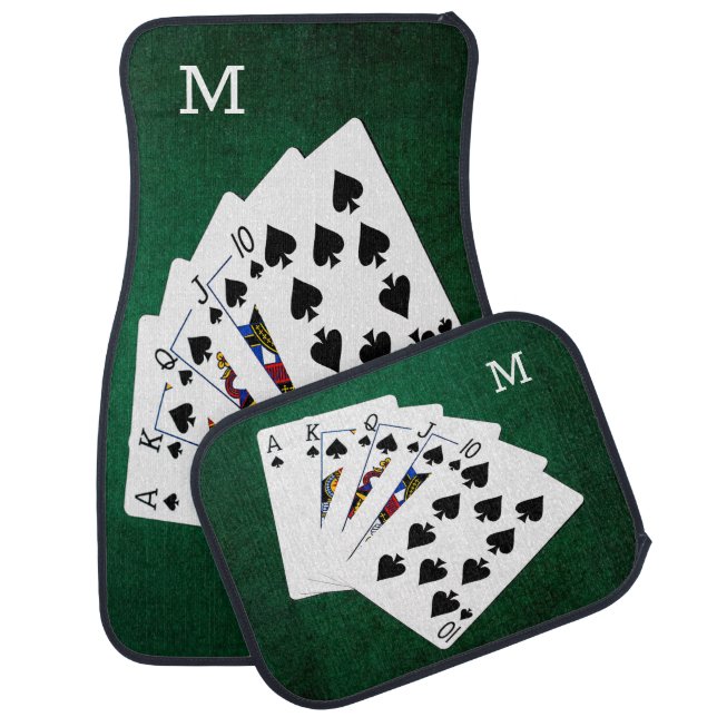 Poker Hands Royal Flush Spades Suit Car Floor Mat (Set)