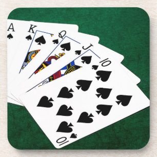 Poker Hands - Royal Flush - Spades Suit Drink Coaster