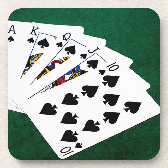 Poker Hands - Royal Flush - Spades Suit Drink Coaster (Front)