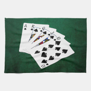 Poker Hands - Royal Flush - Spades Suit Kitchen Towel