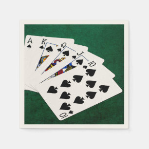 Poker Hands - Royal Flush - Spades Suit Paper Napkins