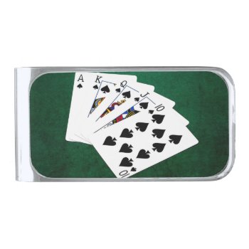 Poker Hands - Royal Flush - Spades Suit Silver Finish Money Clip by DigitalSolutions2u at Zazzle