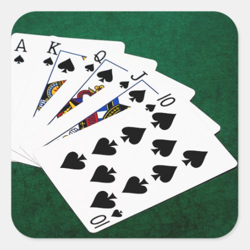 Poker Hands _ Royal Flush _ Spades Suit Square Sticker
