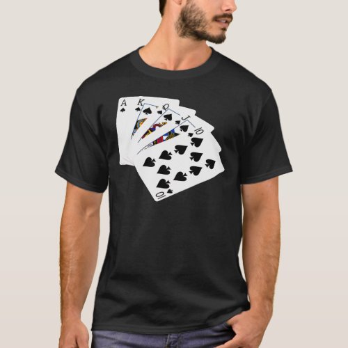Poker Hands _ Royal Flush _ Spades Suit T_Shirt