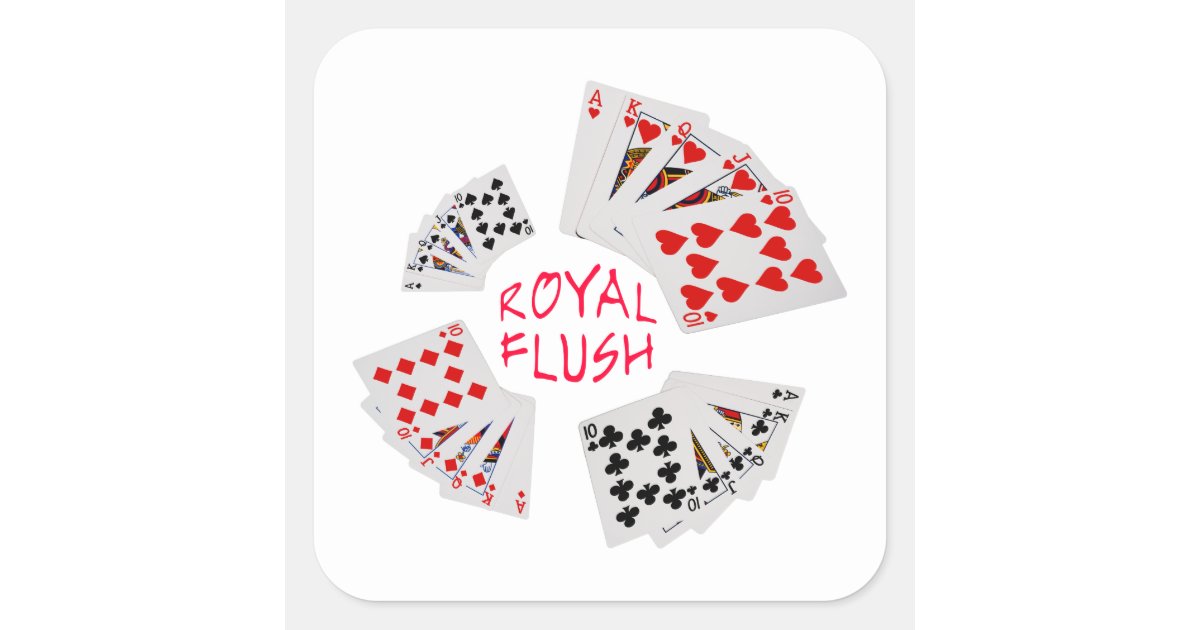 Poker Hands Royal Flush Square Sticker Zazzle Com