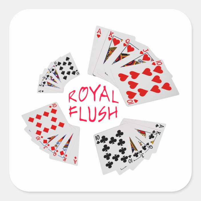 Poker Hands Royal Flush Square Sticker Zazzle Com