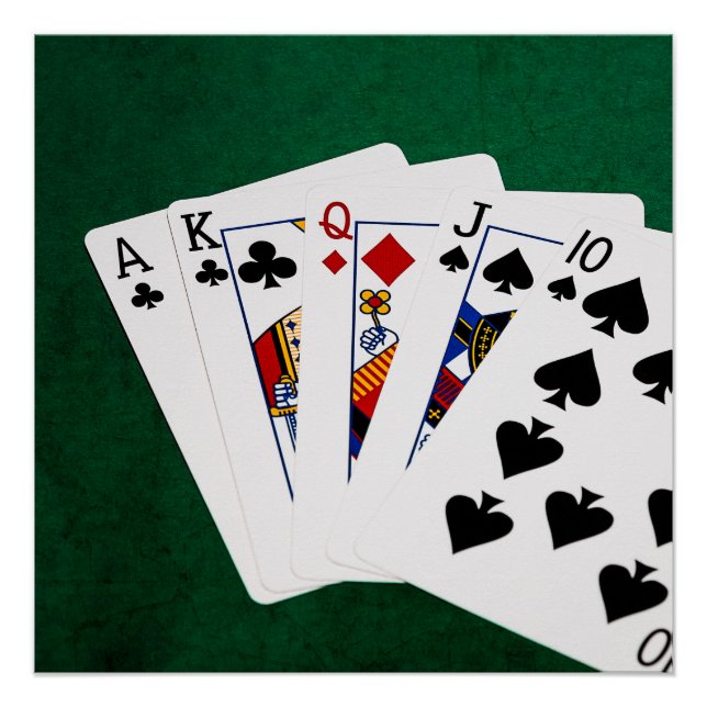 Poker Hands - Straight - Ace To Ten Poster (Front)