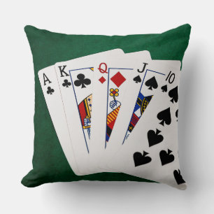 Poker Hands - Straight - Ace To Ten Throw Pillow