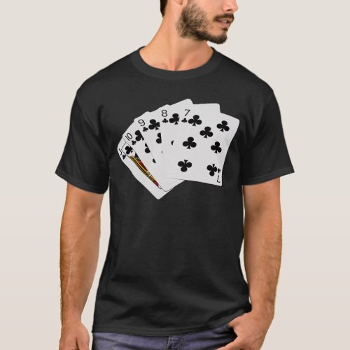Poker Hands _ Straight Flush _ Clubs Suit T_Shirt