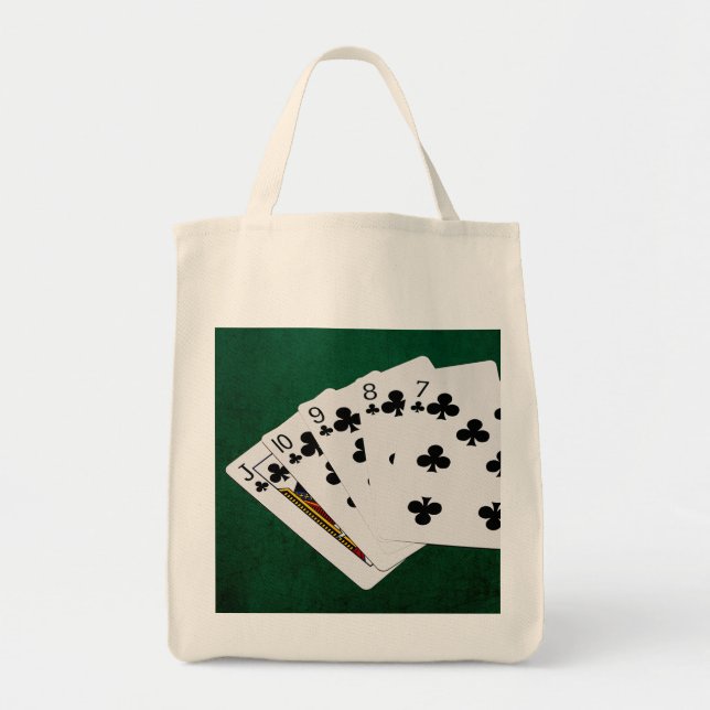 Poker Hands - Straight Flush - Clubs Suit Tote Bag (Front)